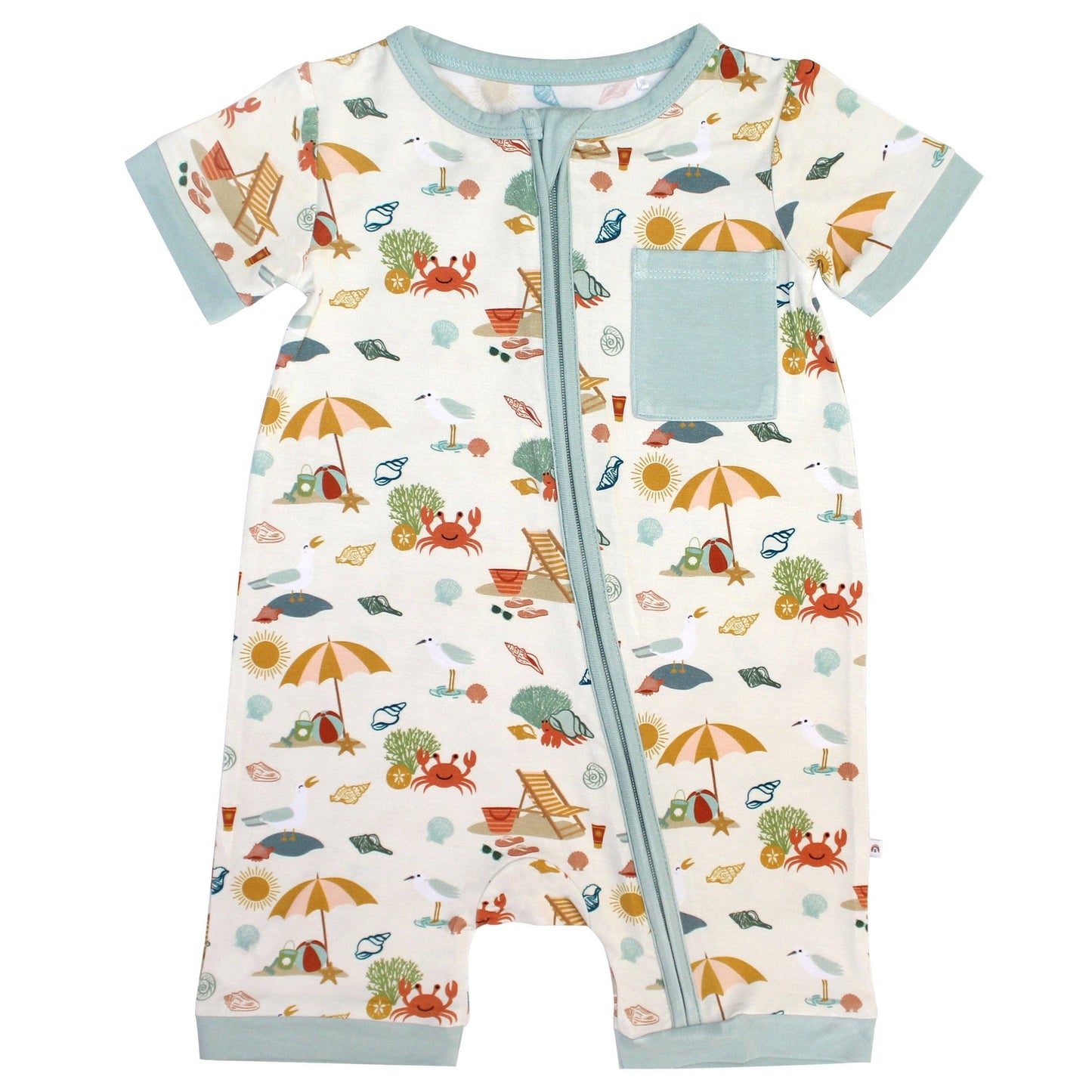 Beach Day Baby Clothing Bamboo Shortie Romper: 6-12M