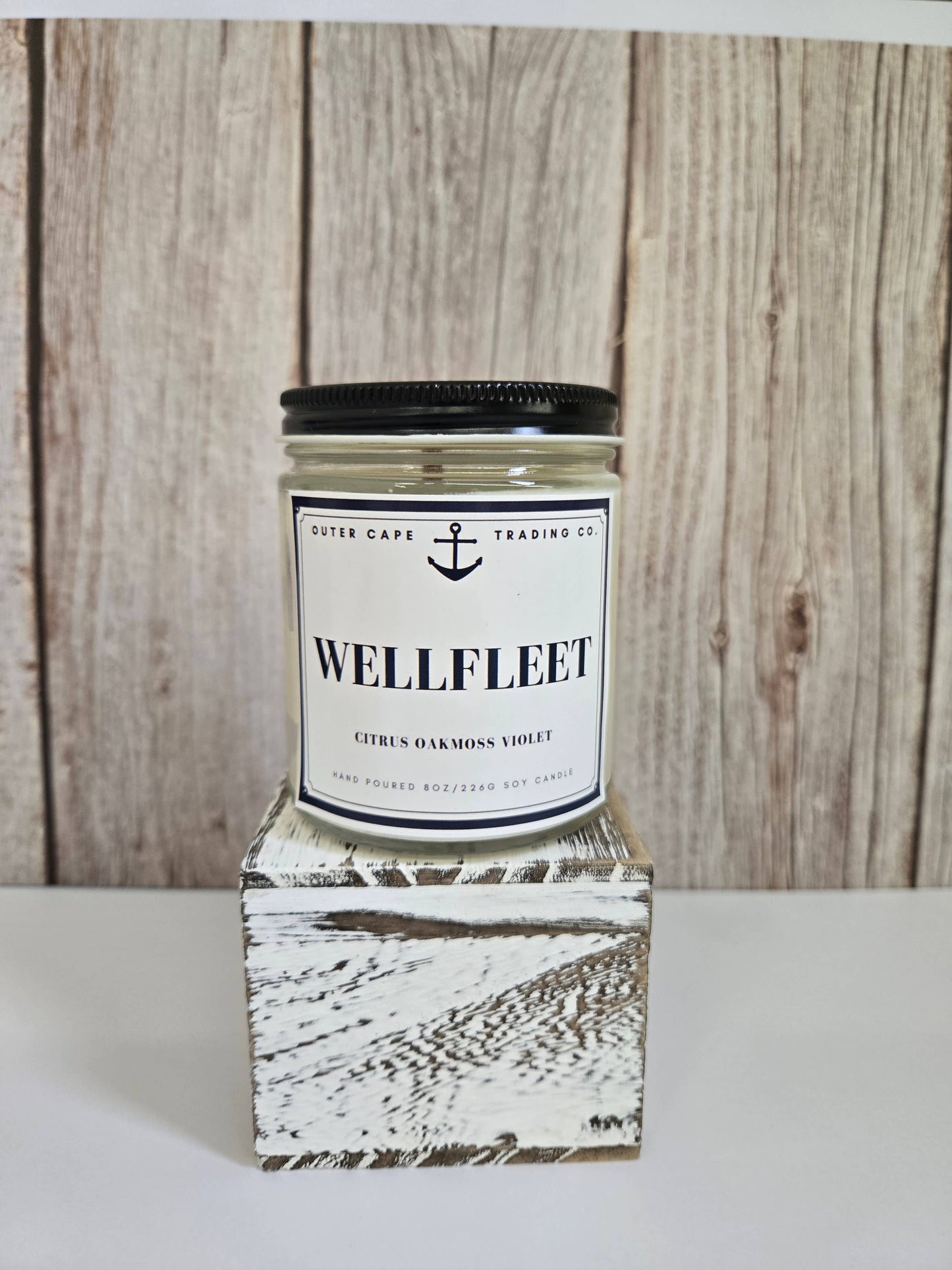 Wellfleet Cape Cod Soy Wax Crackling Wooden Wick Candle wholesale bulk: 8oz