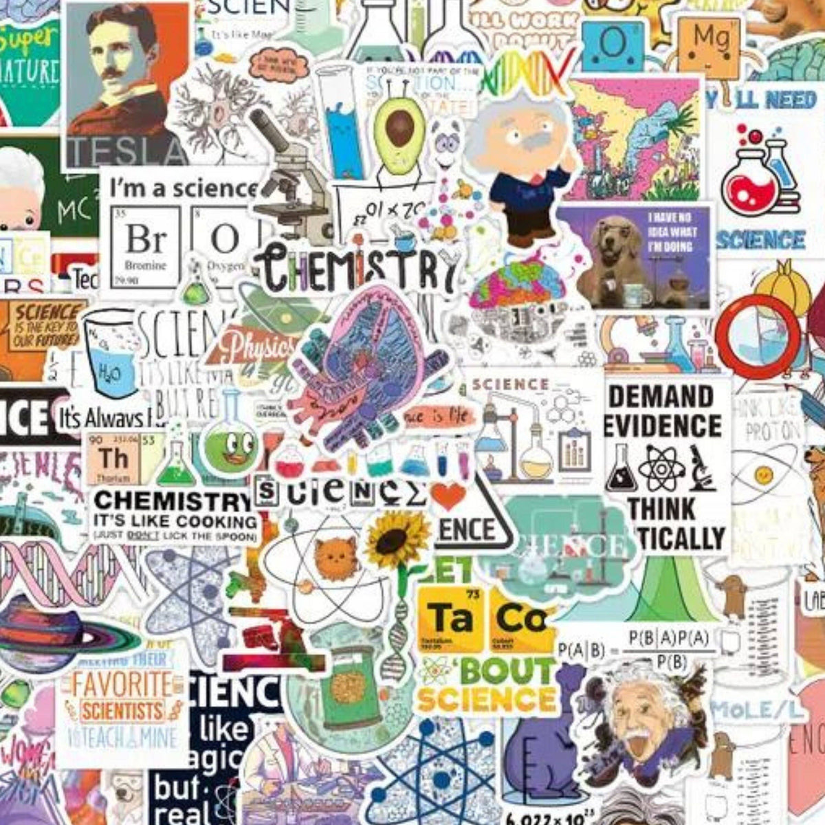 Nice Science Sticker Sciences Stickers Pack, Great Scientists Sticker Pack, Myste: 20 Stick ...