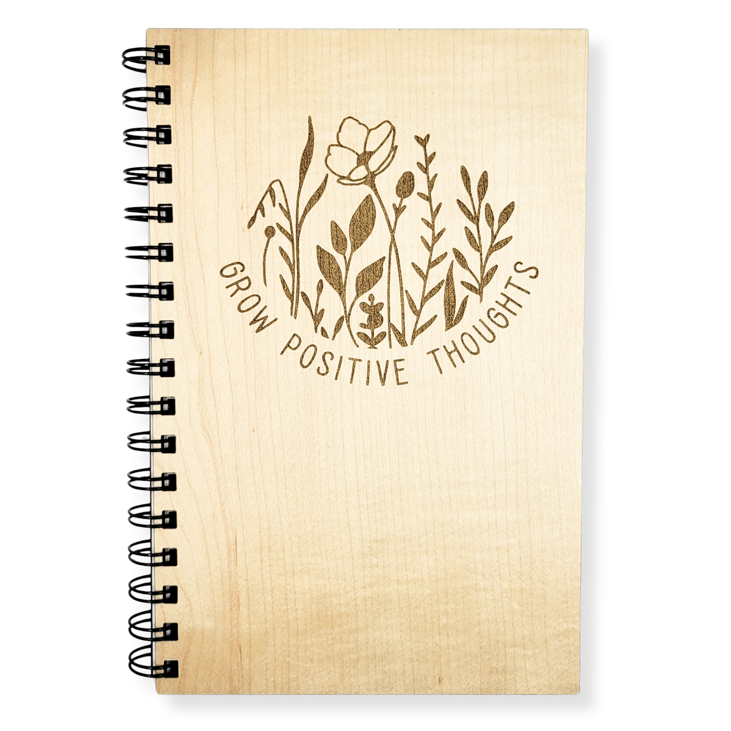 Positive thoughts wood journal - refillable notebook: Lined