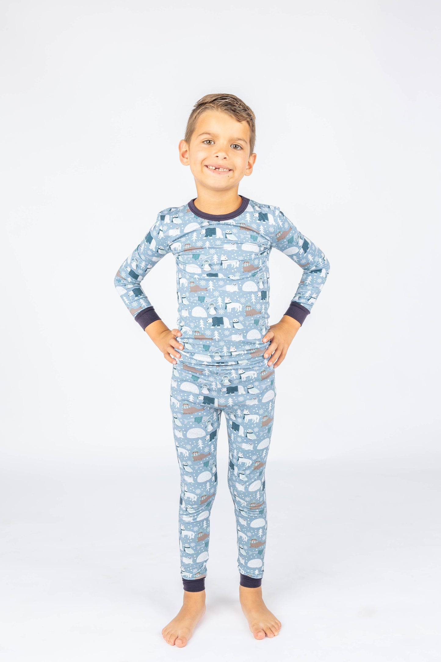 Polar Pals Winter Bamboo Kids Pajamas Toddler Sleep Set: 2T