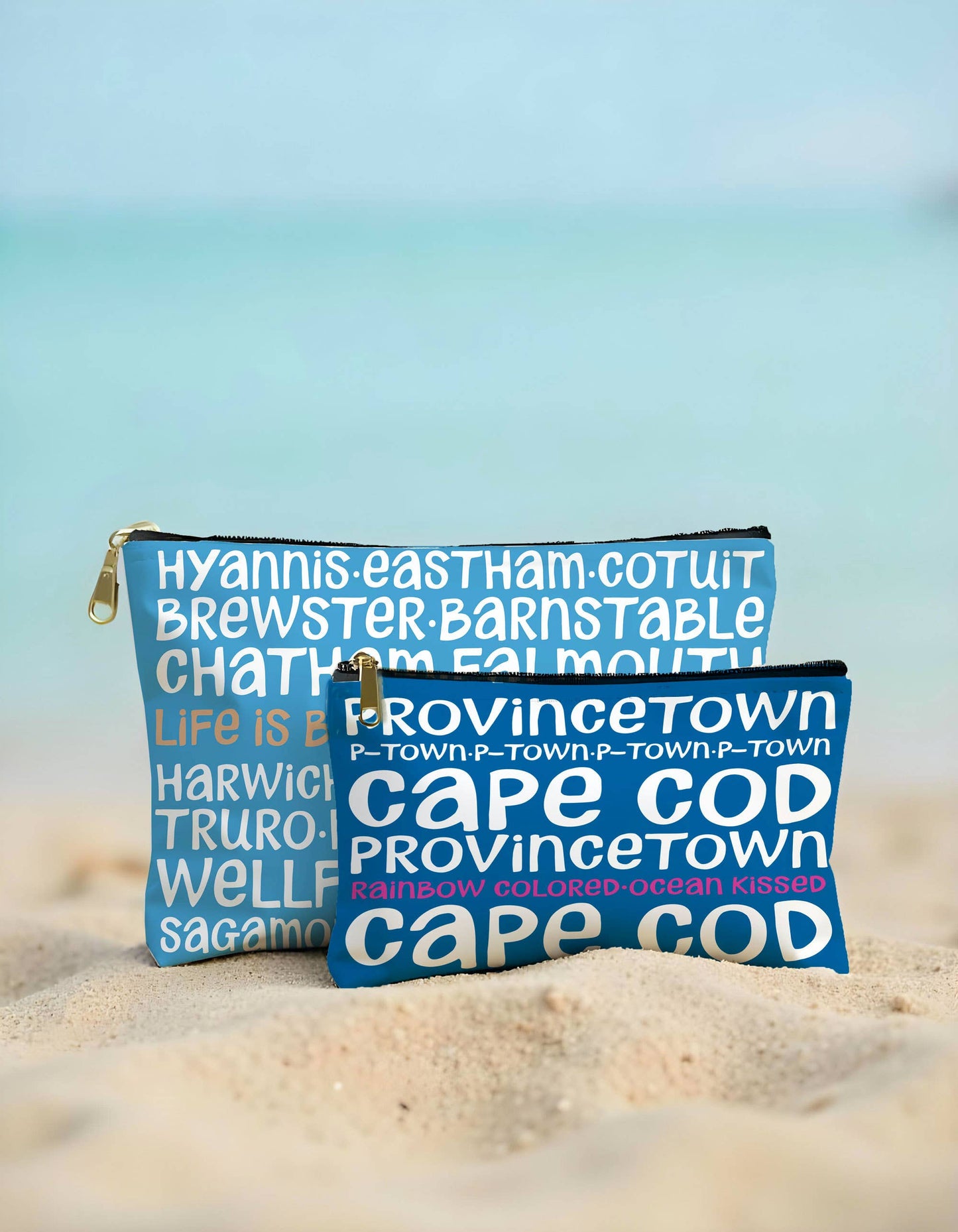 Provincetown Zipper Pouch – Cape Cod Typography Art: Small 8x6 inches