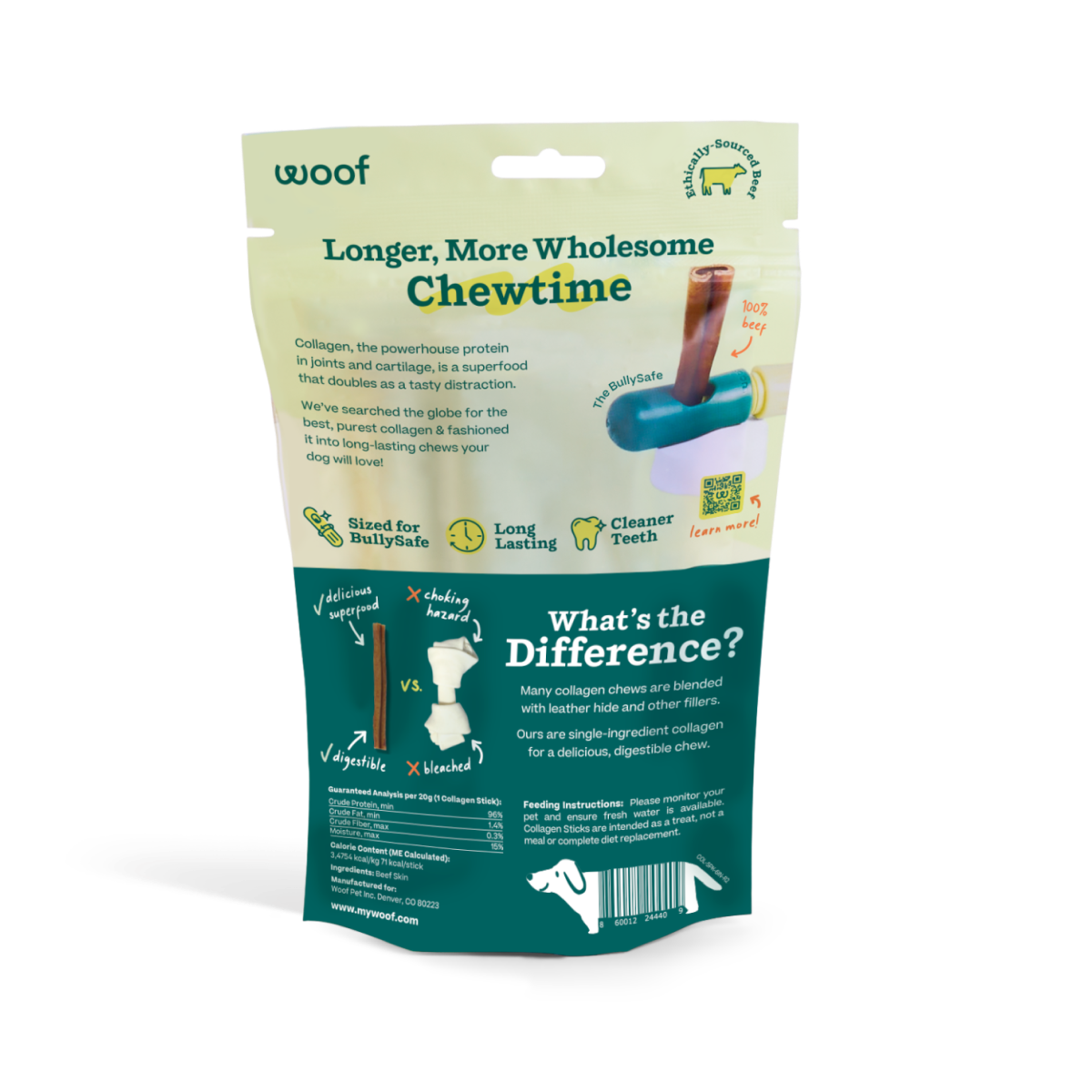 BullySafe Chews - Pure Collagen: Beef / 6-inch 5 pack