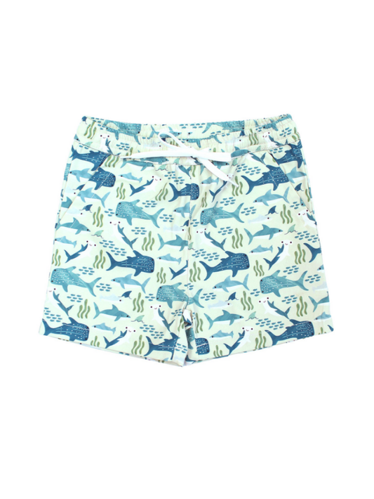 Shark Friends Ocean Animals Boys Swim Trunks Kids Swimsuit: Blue/Multi / 12-18M