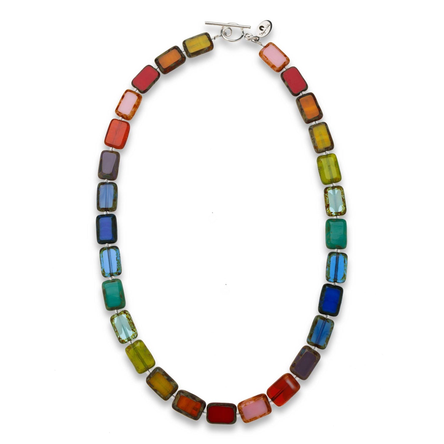 Rainbow Multicolor Beaded Toggle Necklace, 16" Candyland