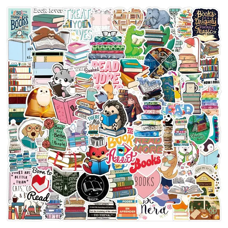 Book Lover Stickers – Reading Theme Packs (10/20/50/100): 10 Stickers