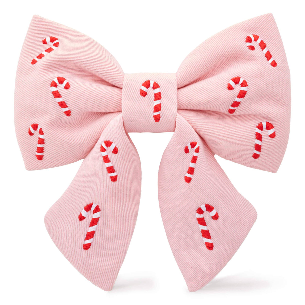 Blush Pink Candy Canes Embroidered Lady Dog Bow