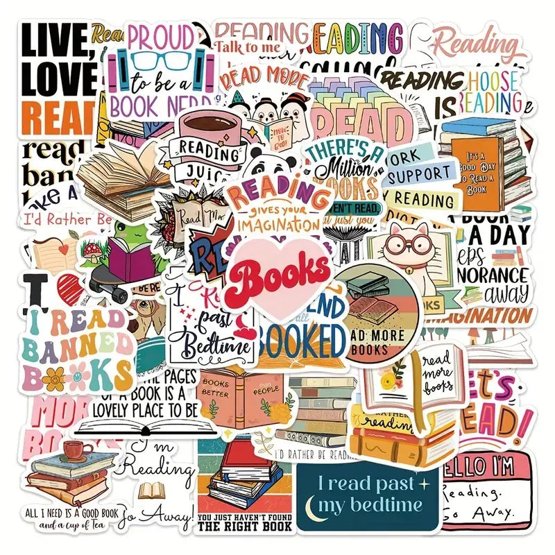 Book Lover Stickers – Reading Theme Packs (10/20/50/100): 10 Stickers