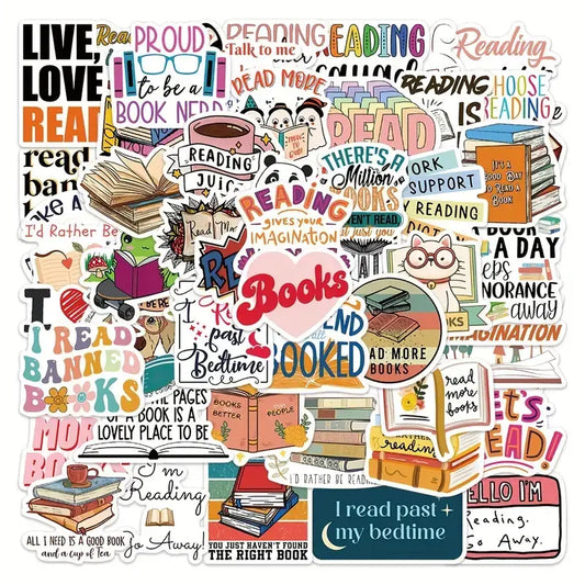 Book Lover Stickers – Reading Theme Packs (10/20/50/100): 10 Stickers