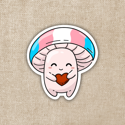 Transgender Pride Flag Mushroom Sticker