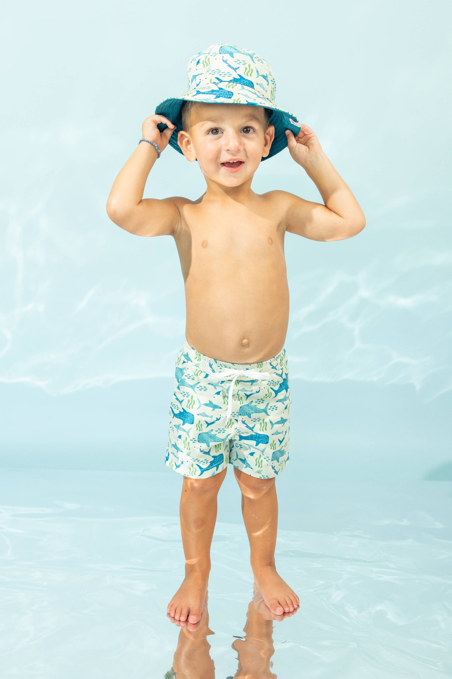 Shark Friends Ocean Animals Boys Swim Trunks Kids Swimsuit: Blue/Multi / 12-18M
