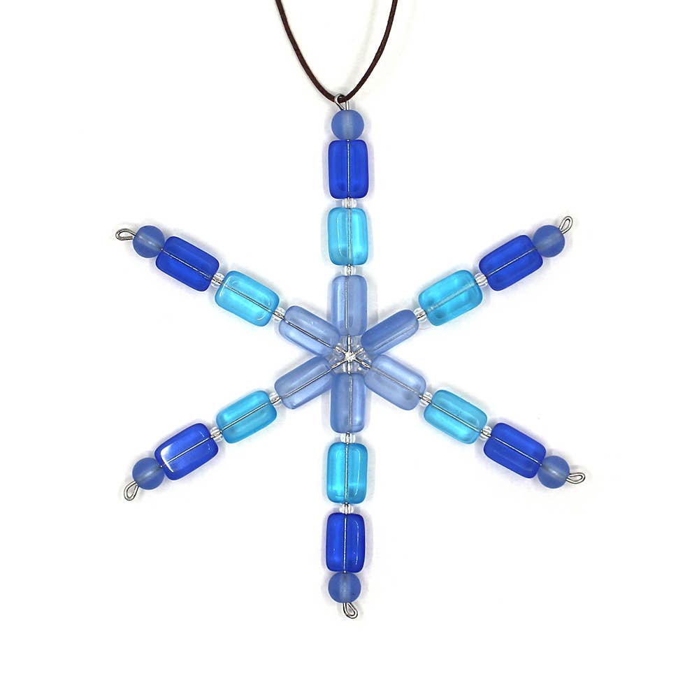 Beaded Snowflake Ornament in Seaglass - Thumbnail 4