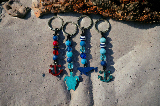 Nautical keychain souvenir key ring whale sea turtle anchor