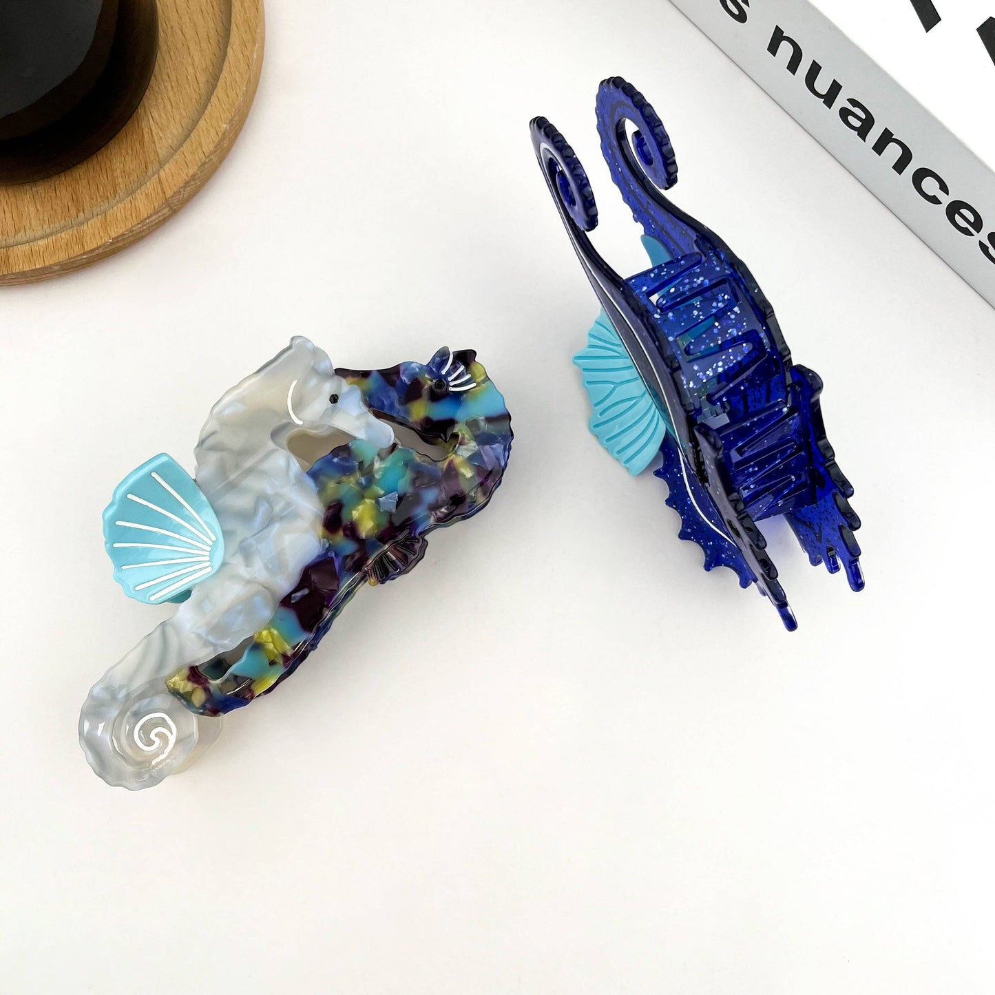 Blue Seahorse Hair Clip, Ocean-Inspired Animal Claw Clip