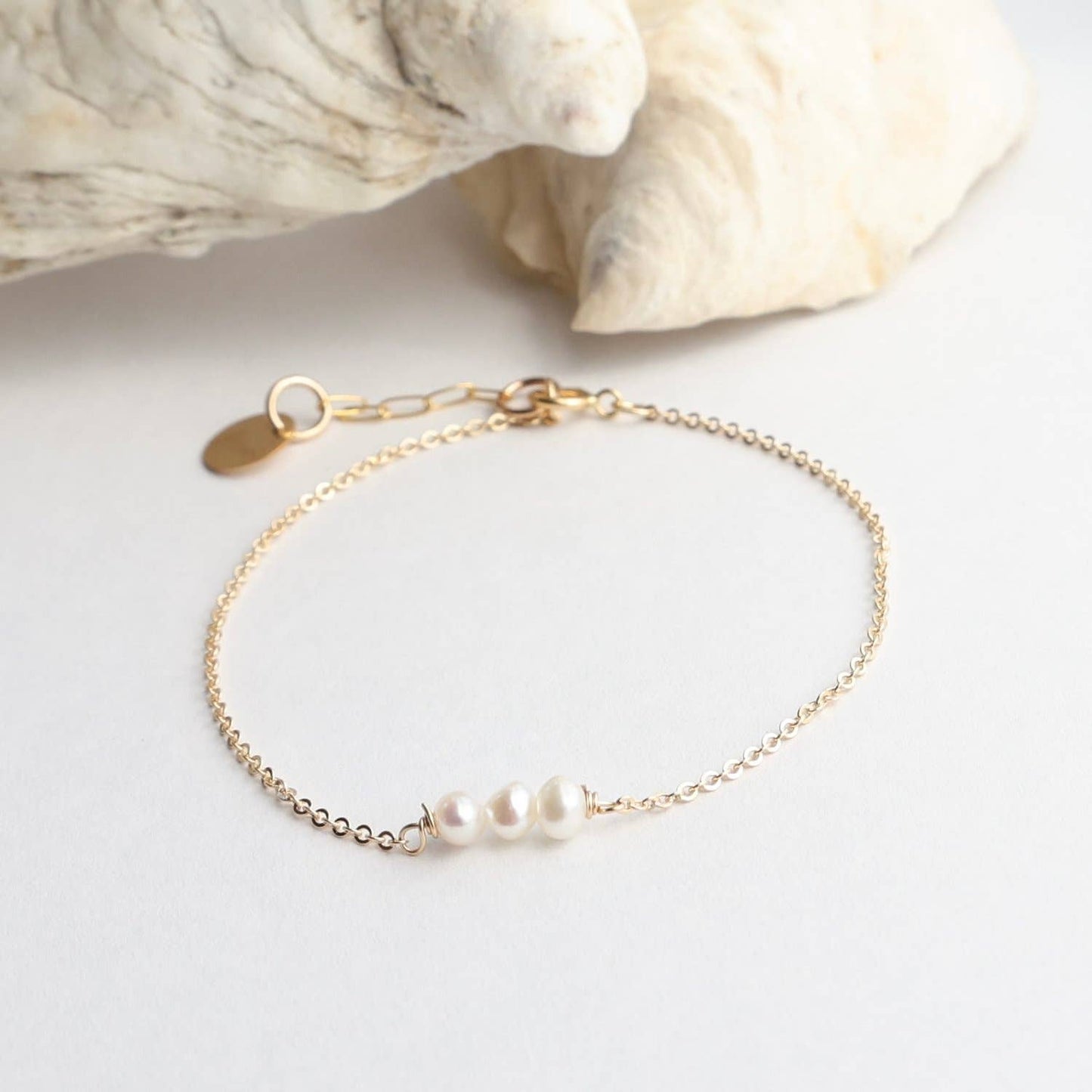 Dainty Triple Pearl Bracelet: Gold Filled