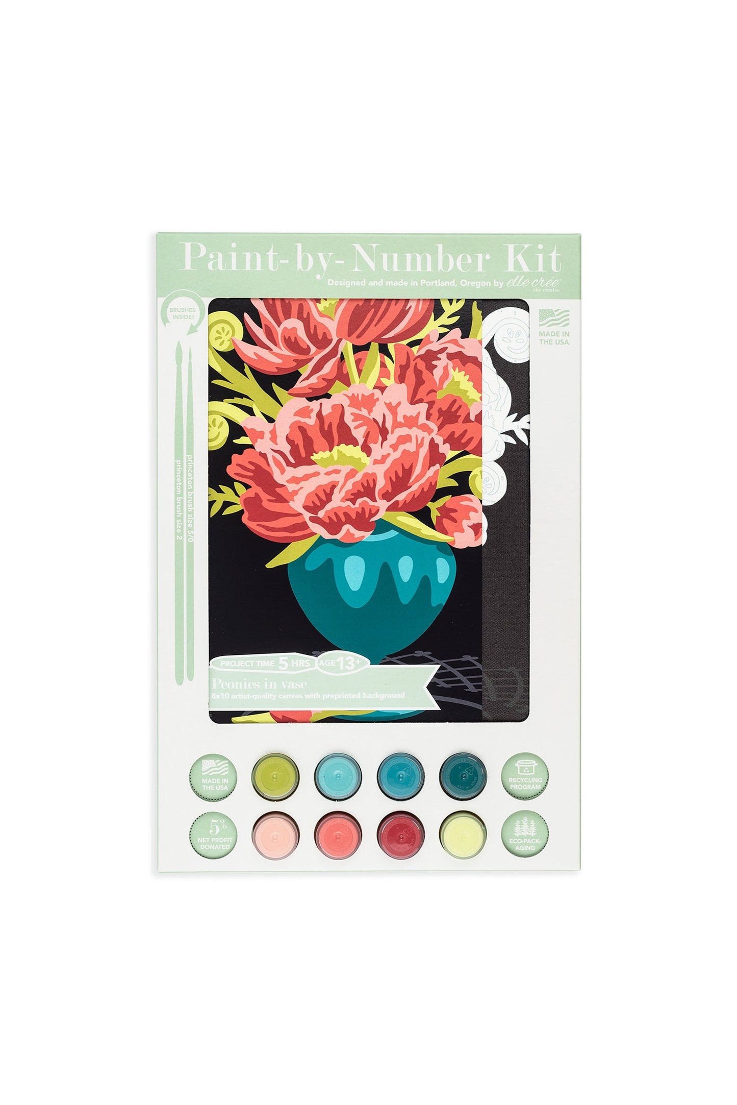 Peonies in Vase | 8x10 paint-by-number kit