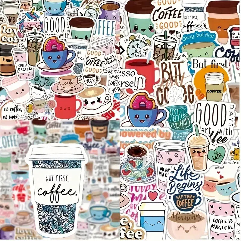 Cute Coffee-Themed Sticker Pack – Fun & Aesthetic Designs: 10 Stickers