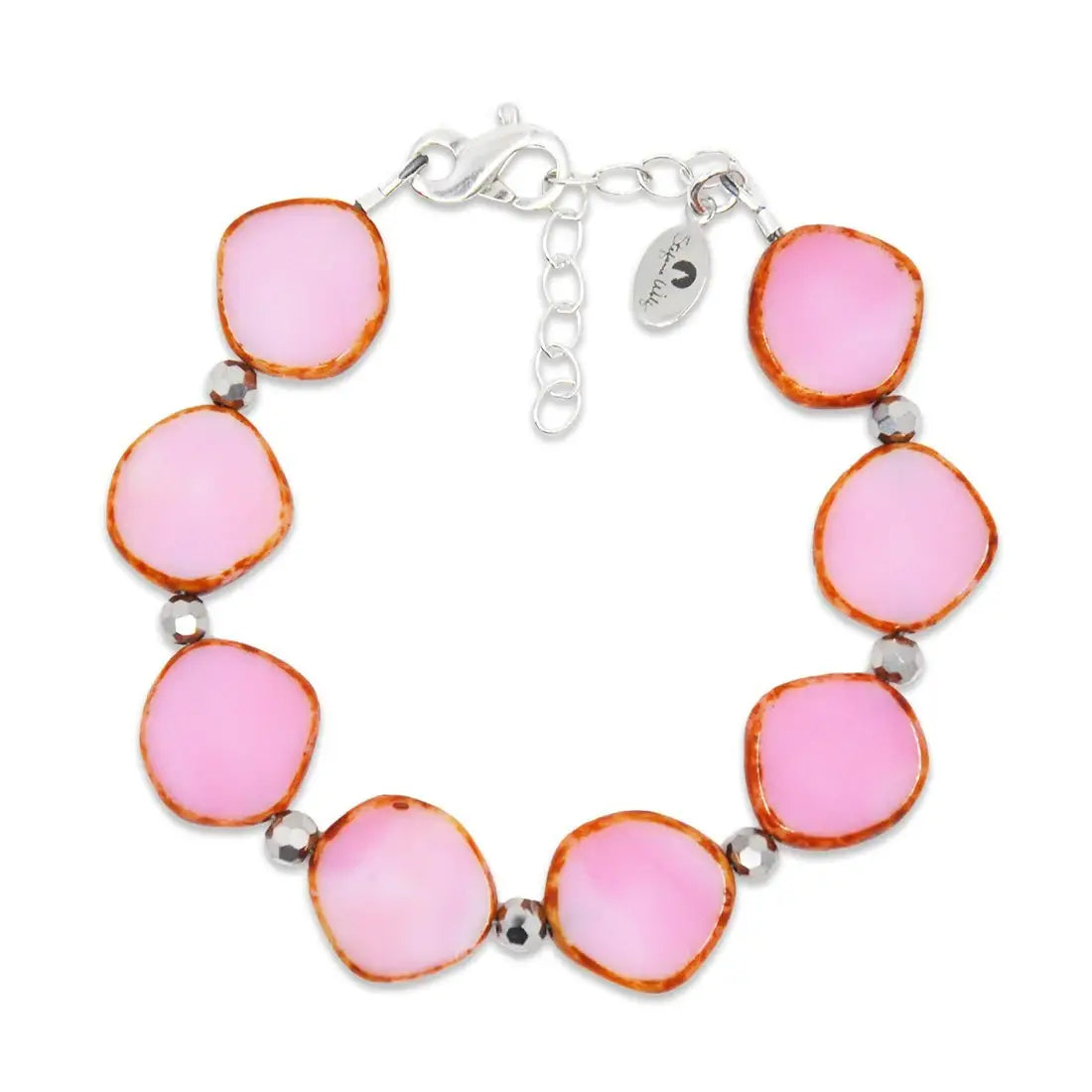 Bubble Gum Pink Small Circle Glass Beaded Bracelet