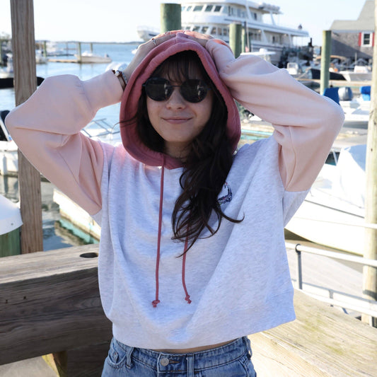 Cape Cod Mid Crop Hoodie Color Block: Extra Large