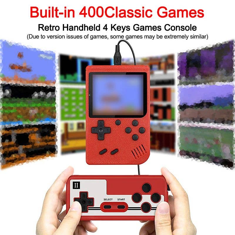 Retro Handheld Game BoxConsole with 400-in-1 Classic Games: Red