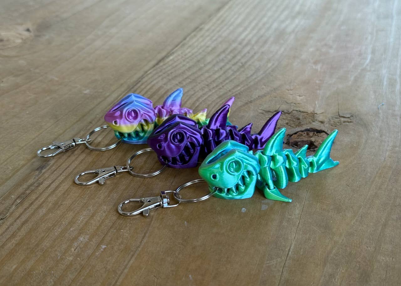 Flexi Skeleton Shark Keychain - 3D Printed