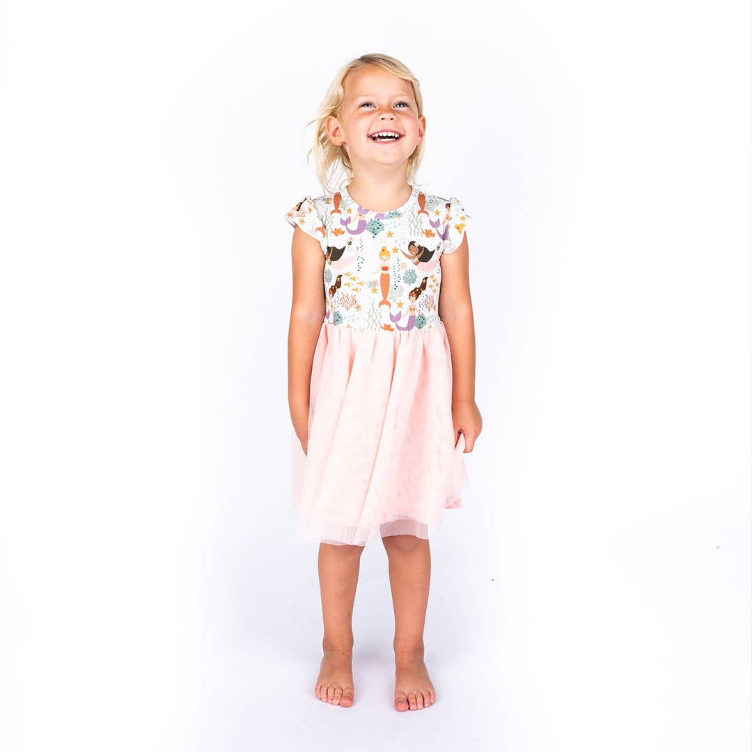 Making Waves Mermaids Girl Tulle Dress Bamboo Kids Clothing: 6-12M