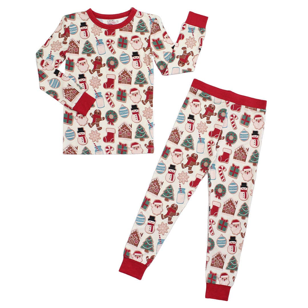 Milk and Cookies Christmas Holiday Bamboo Pajamas Kids Set: 2T