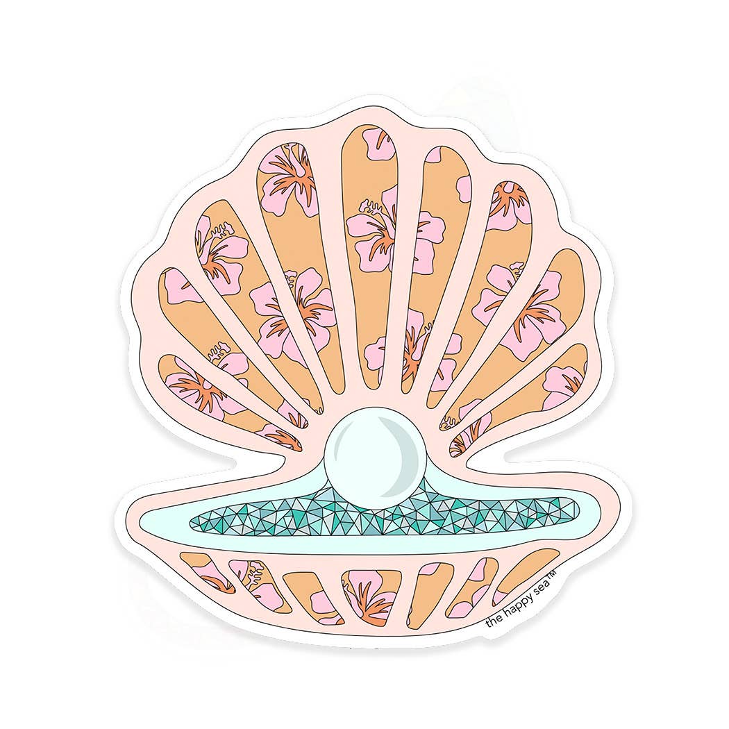 3.5" Seashell With Pearl Sticker