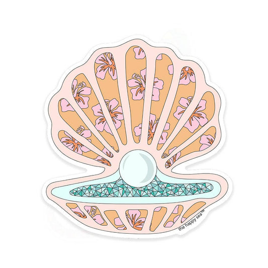 3.5" Seashell With Pearl Sticker