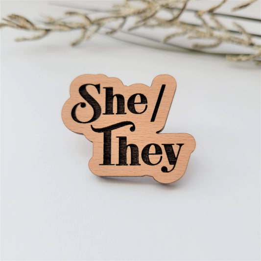 Pronoun Pins - Stacked: She/They