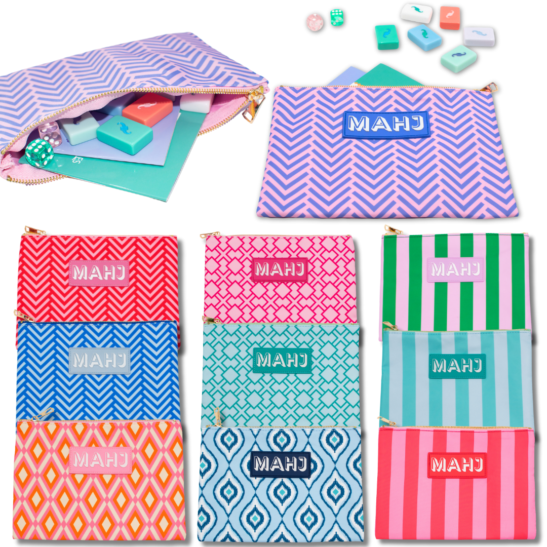 Premium Mahjong Card & Accessory Bag: Arrows- Red Card & Accessory Bag