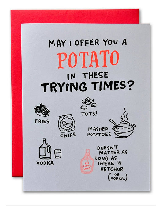 Potato Trying Times Grief Risograph Greeting Card