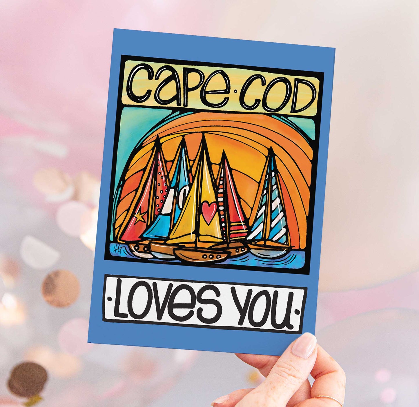 Cape Cod MA Postcard: Sailboat Coastal Card, New England