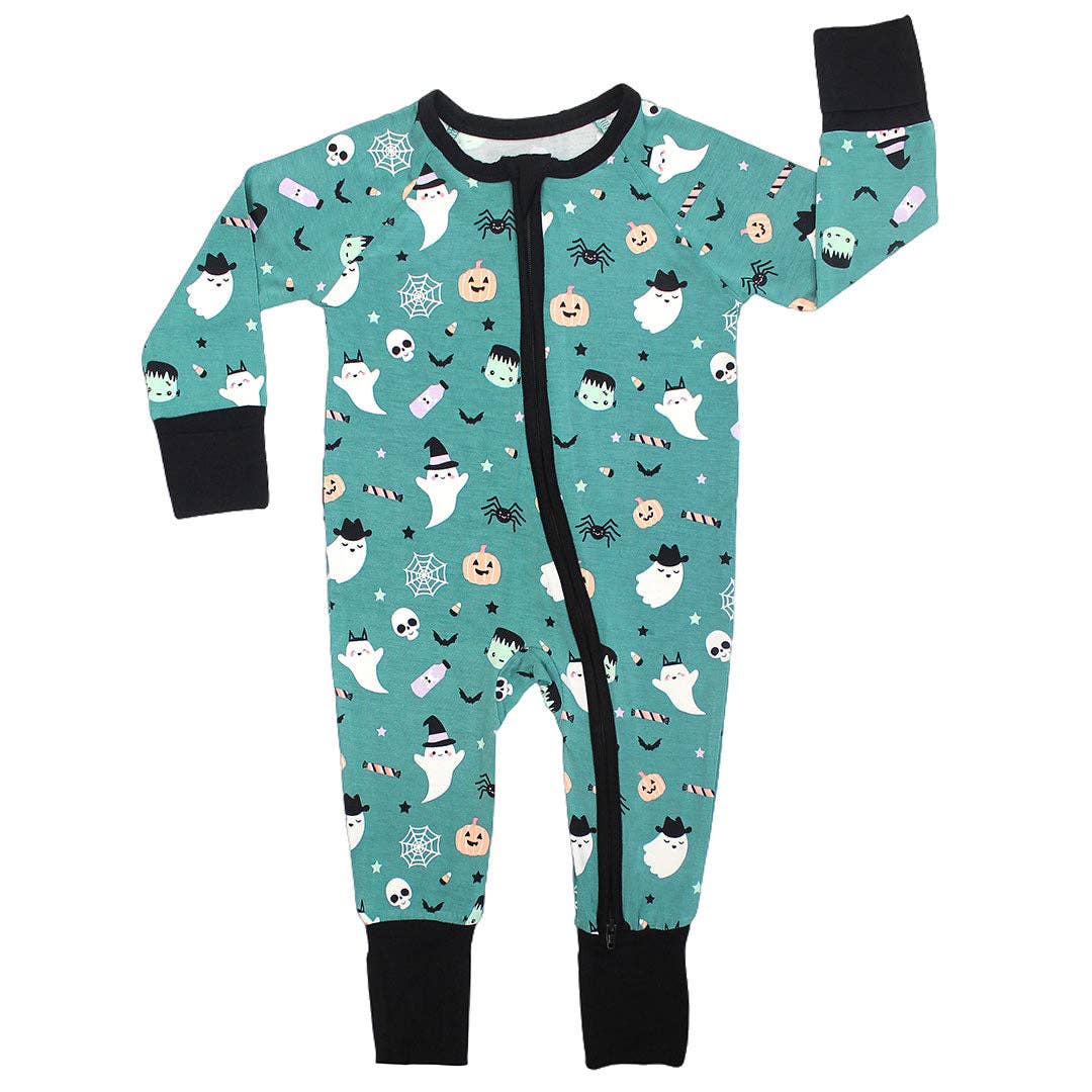 Halloween Boo Crew Ghosts Glow in the Dark Baby Pajamas Bamboo Convertible Sleeper: 18-24M