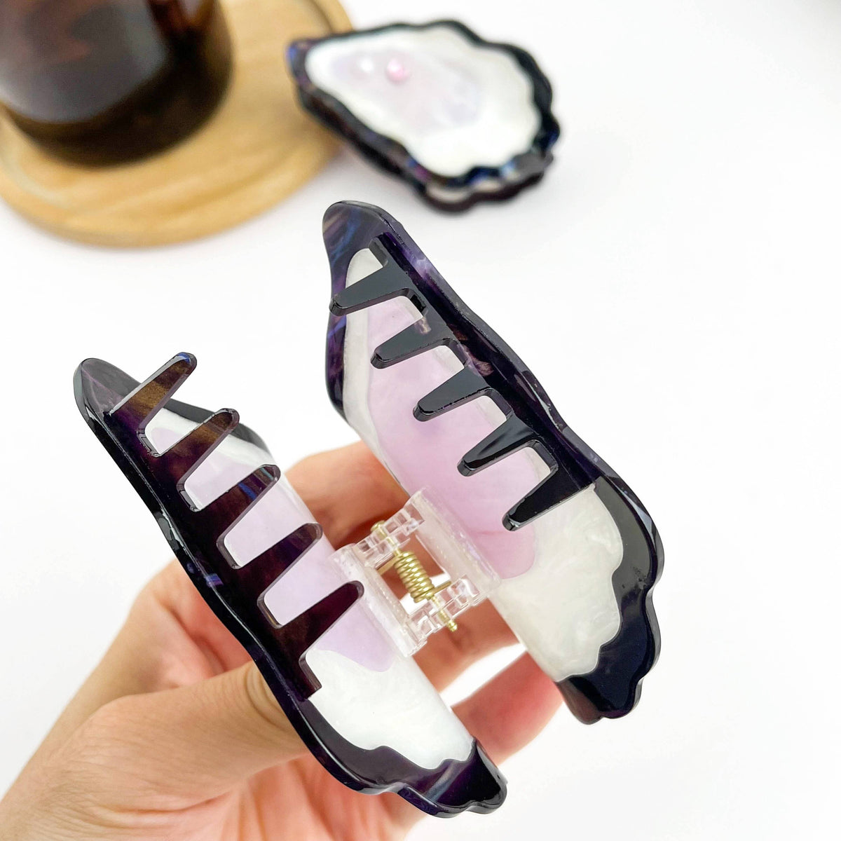 Pearl Oyster Claw Clip, Ocean Inspired Hair Clips