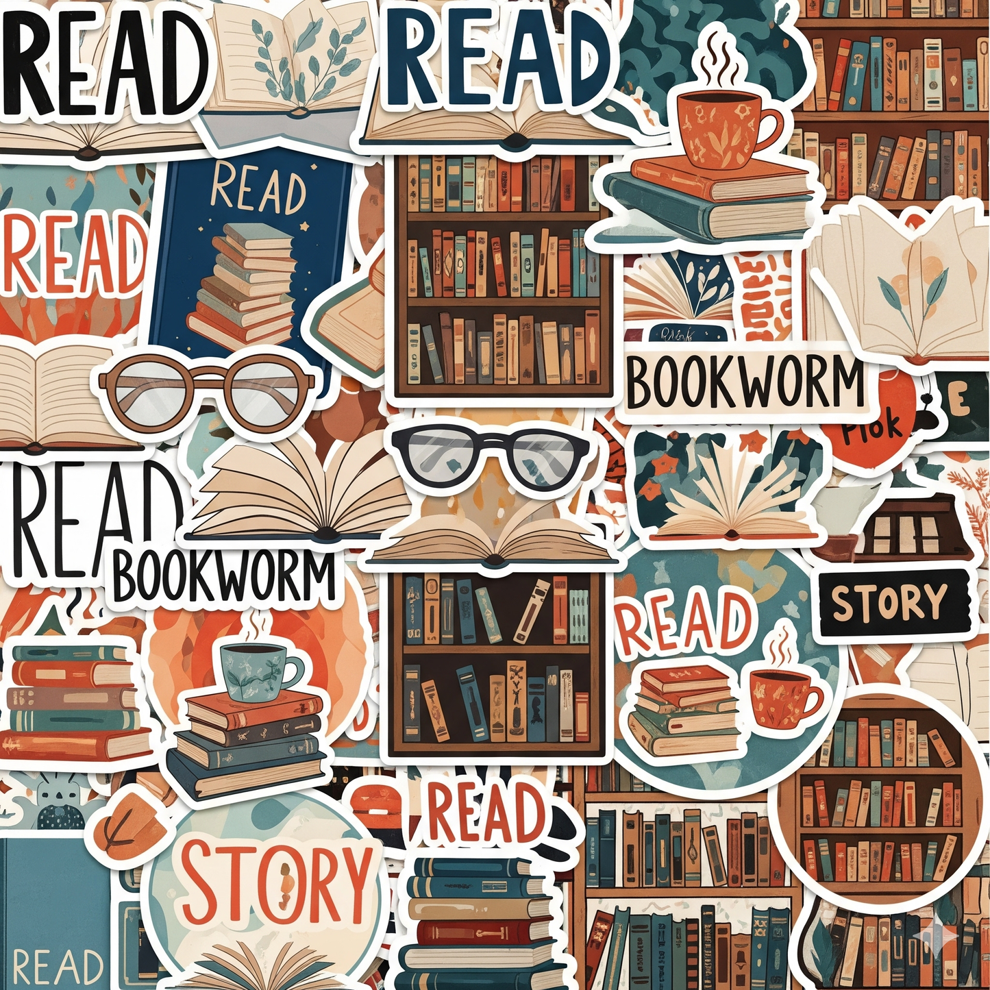 Book Lover Stickers – Reading Theme Packs (10/20/50/100): 10 Stickers