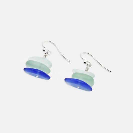 Cobalt Seaglass Stack Earrings