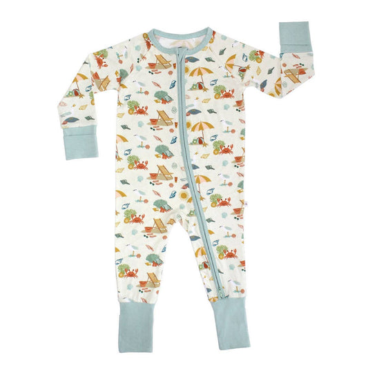 Beach Day Summer Convertible Sleeper Bamboo Baby Pajamas: 18-24M