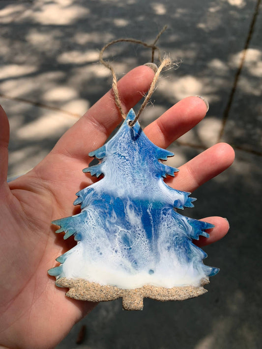 Christmas Tree Ocean Beach Inspired Ornament