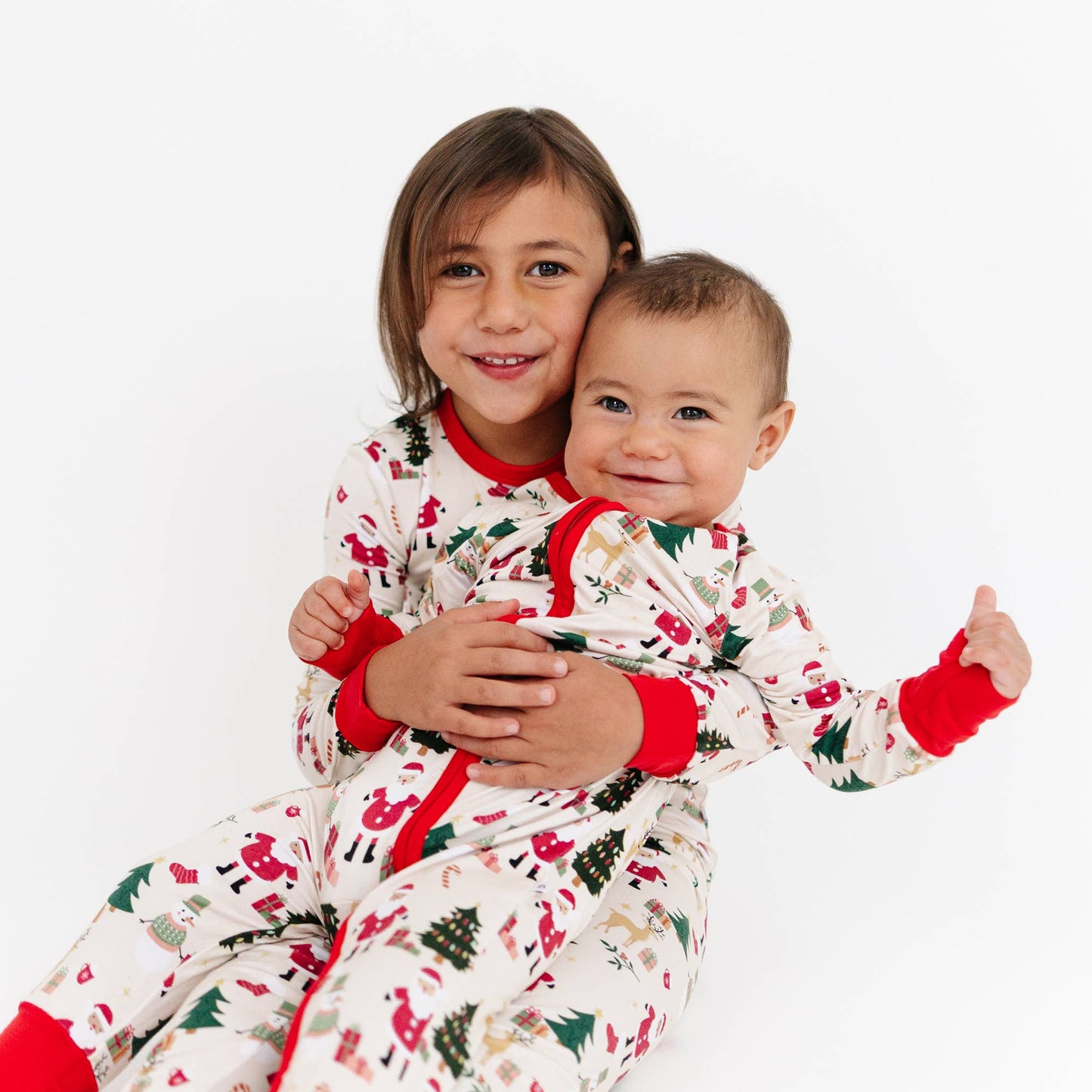 Cozy Christmas Bamboo Convertible Baby Pajama: Red/Multi / 18-24M