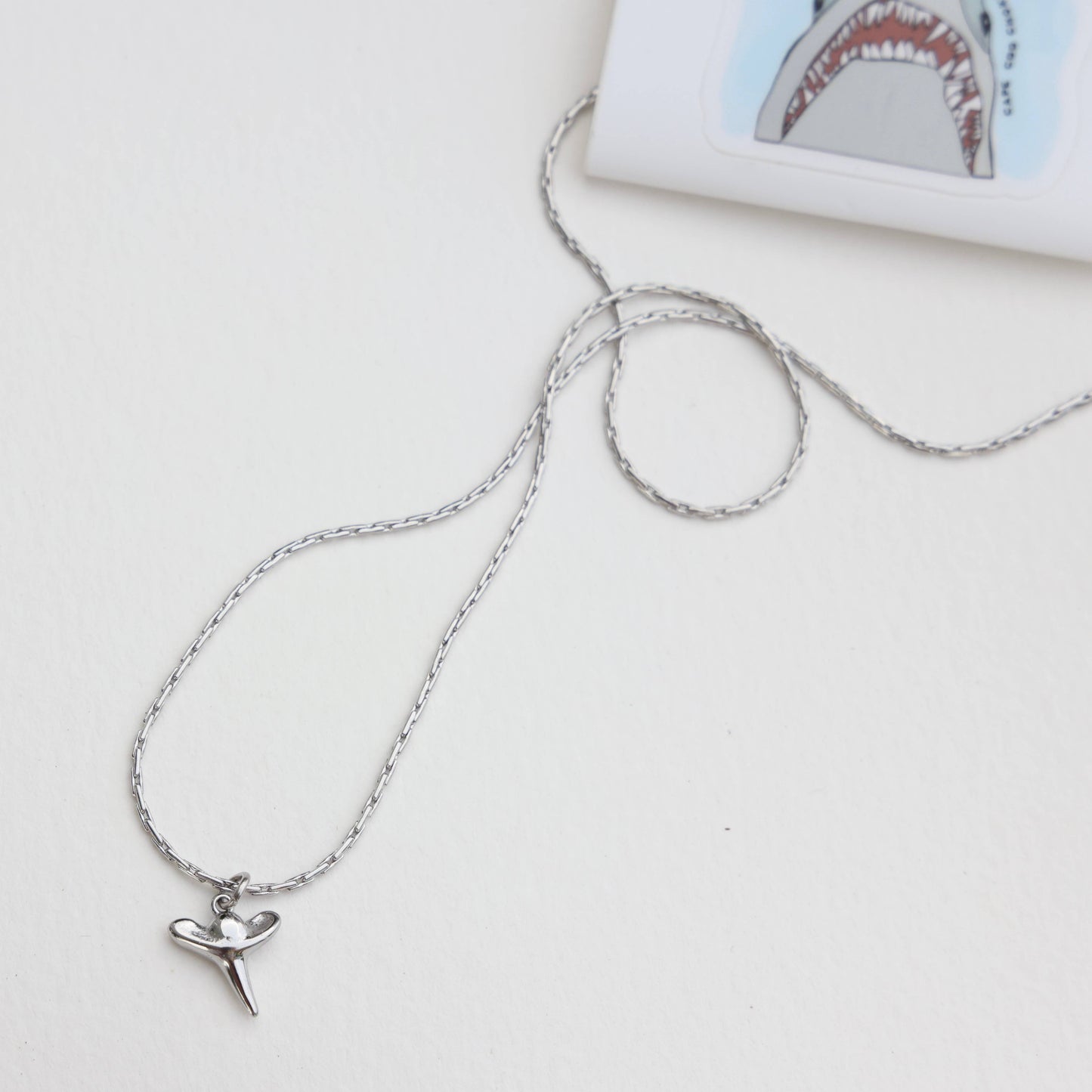 Cape Cod Jaws Shark Tooth Necklace: Surf Steel