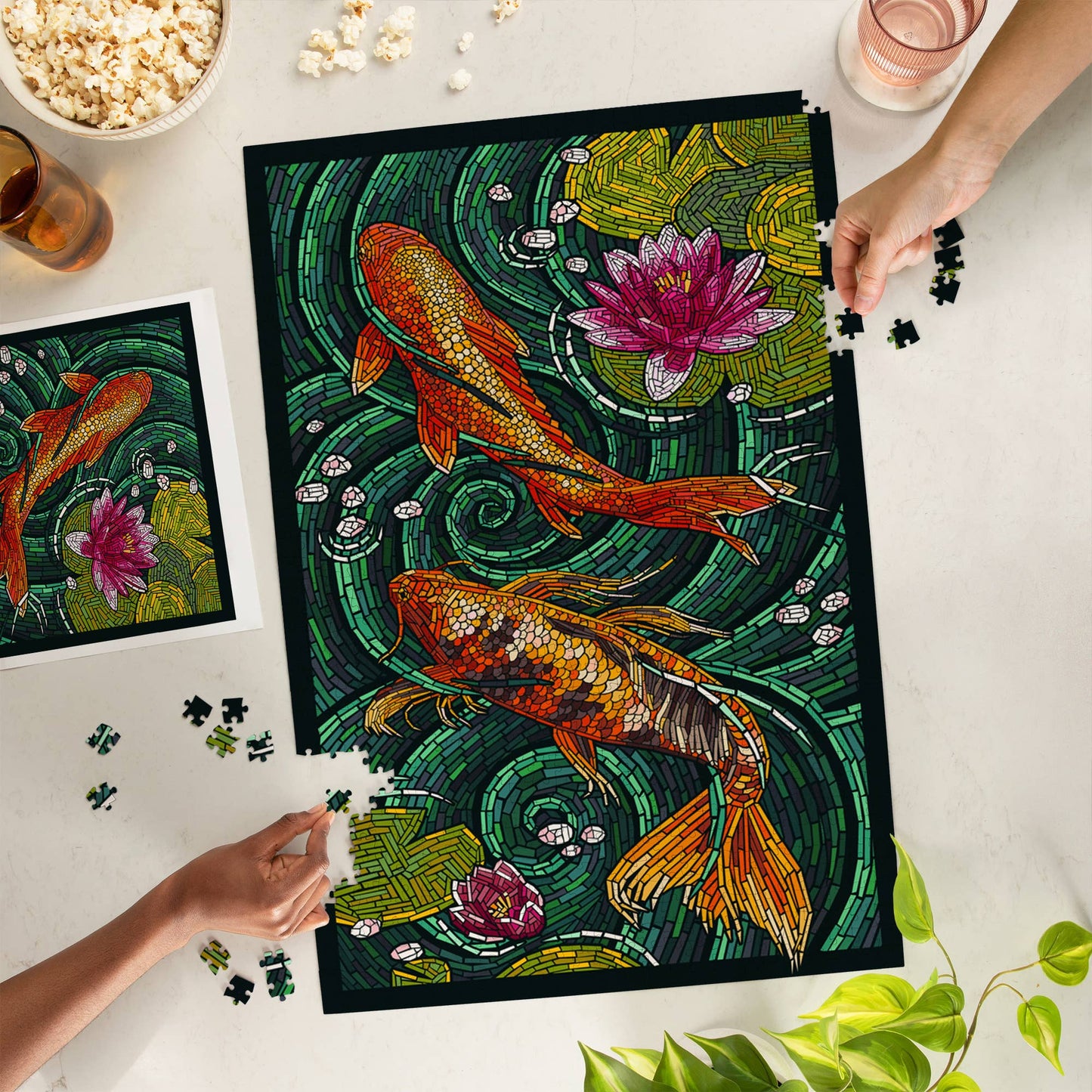 1000 PIECE PUZZLE Koi, Paper Mosaic