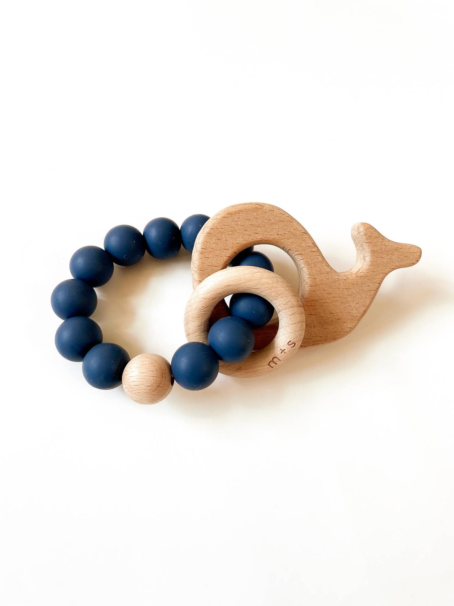 Whale Teether-Silicone and Beech Wood: Black