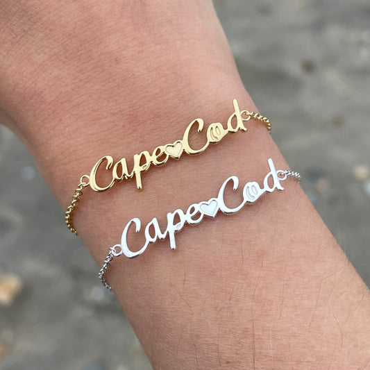 Dainty Cape Cod Script Bracelet