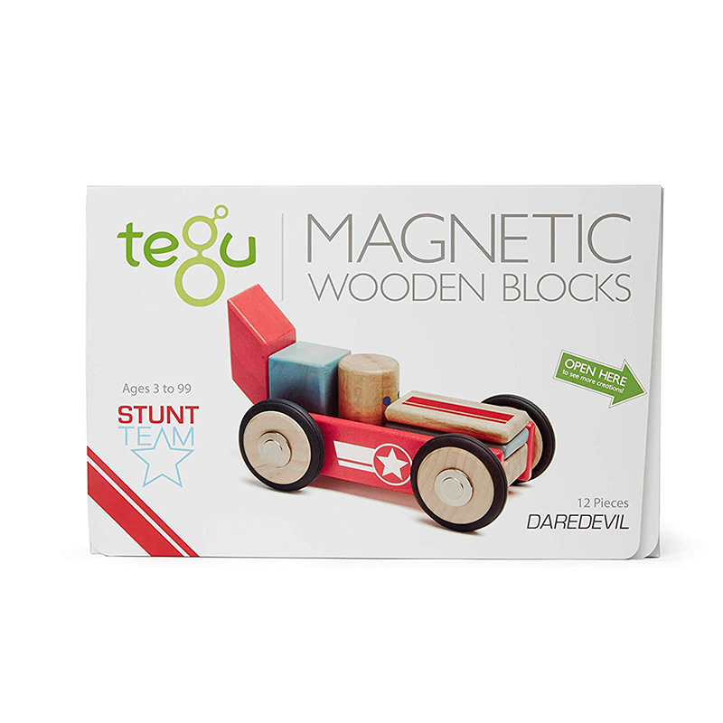 Daredevil Magnetic Wooden Blocks Stunt Team, 12 pieces
