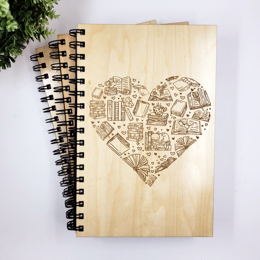 Book Lover Wood Journal - Stationery, Journals, Notebook: Lined