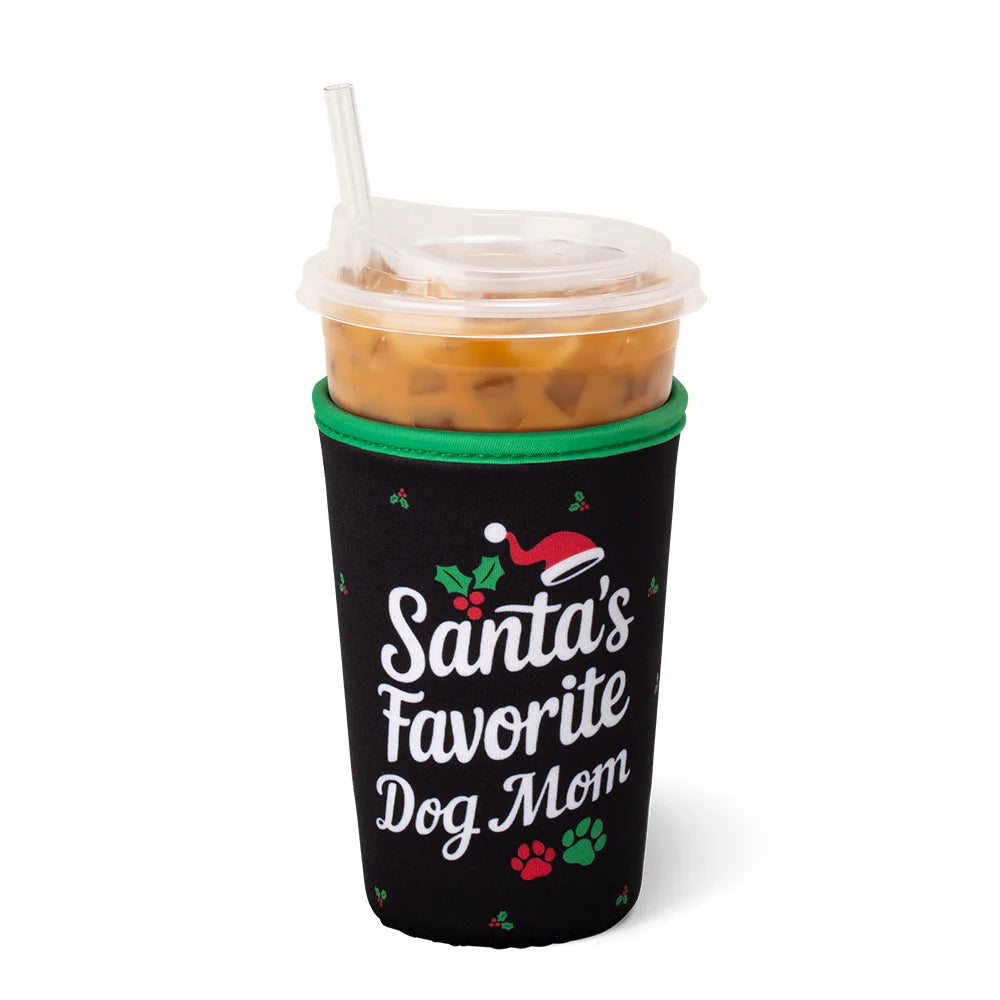 Santa's Favorite Dog Mom Medium Iced Cup Coolie