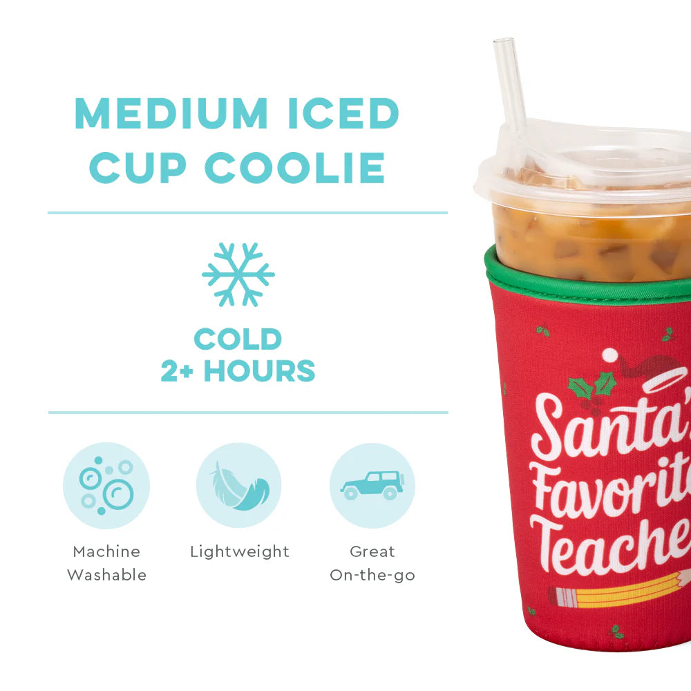 Santa's Favorite Teacher Medium Iced Cup Coolie