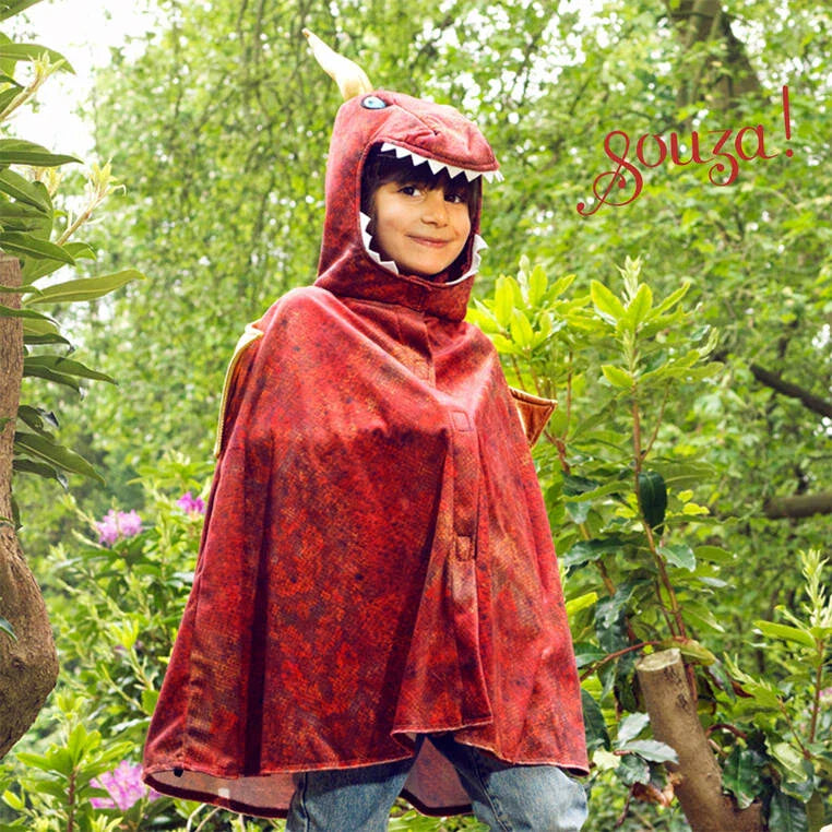 Red Dragon Costume Cape for Kids - Carnival & Festive Use - sz 4–7 yrs