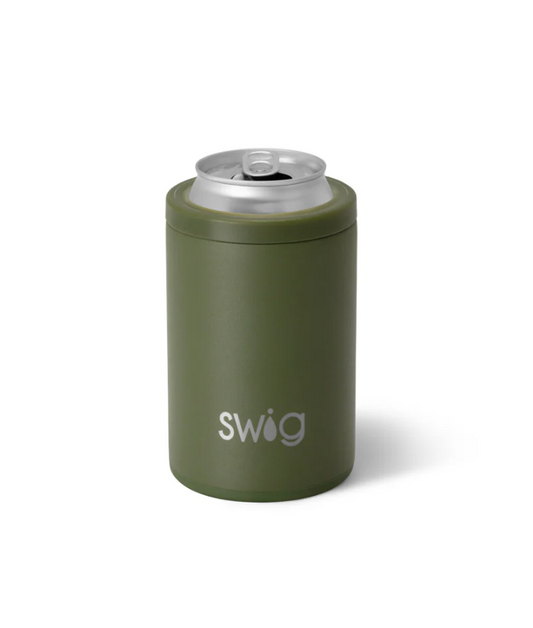 Matte Olive Green 12oz Insulated Can + Bottle Cooler
